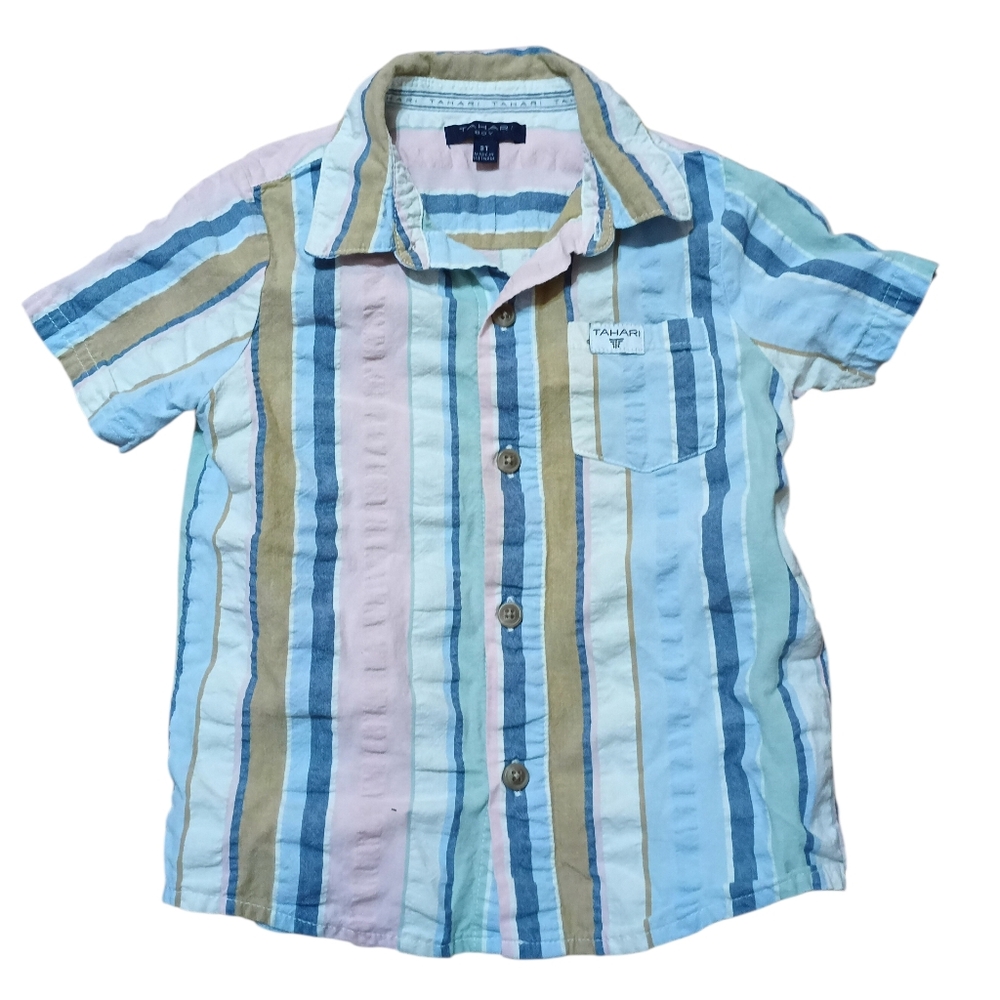 Tahari Boys Striped Button Down Shirt 3T